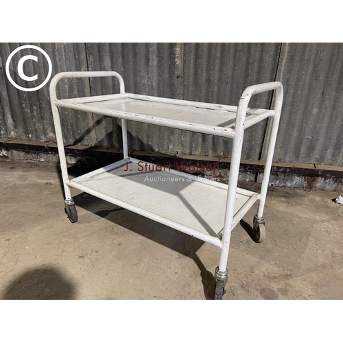 58 - A vintage metal two tier hospital trolley