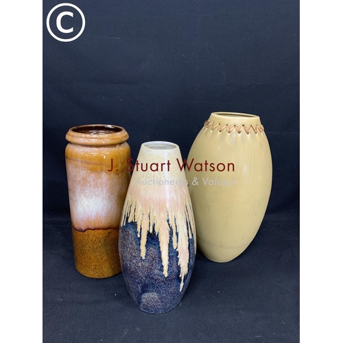 597 - 3 large pottery vases, tallest 47cms