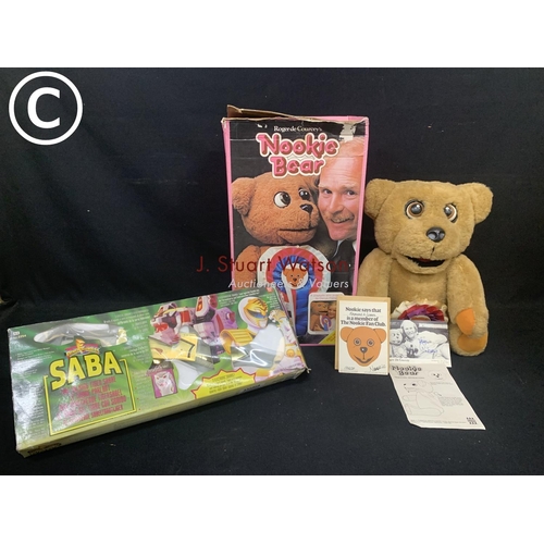 698 - Roger De Courceys Nookie Bear puppet and power rangers Saba boxed