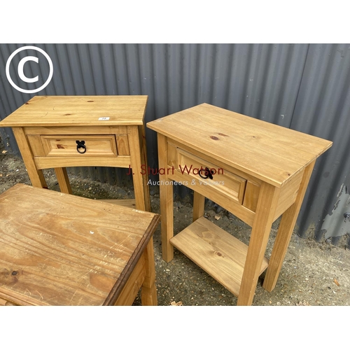 72 - Three pine lamp tables