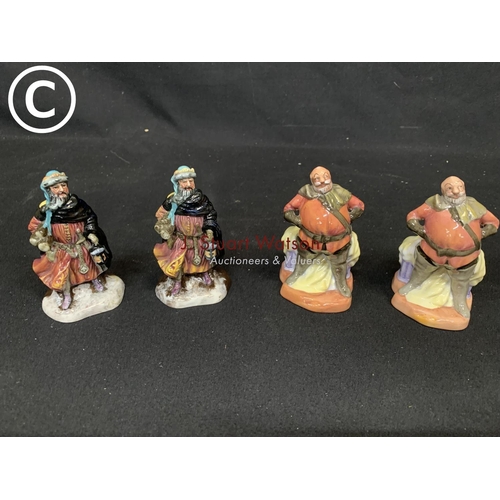 728 - 2 Royal Doulton Good King Wenceslas, and 2 Royal Doulton Falstaff, height 11 cms, no damage