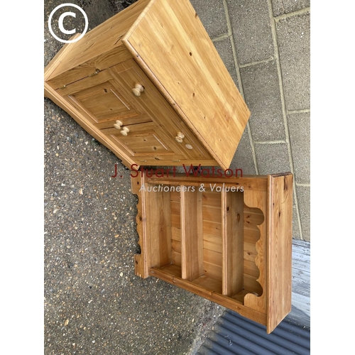 73 - Pine bookcase and small pine sideboard