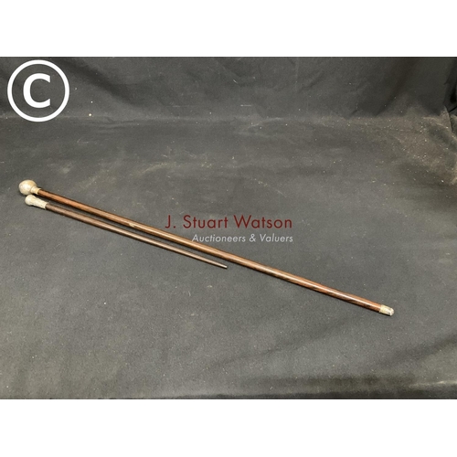 754 - Silver topped Military baton and swagger stick