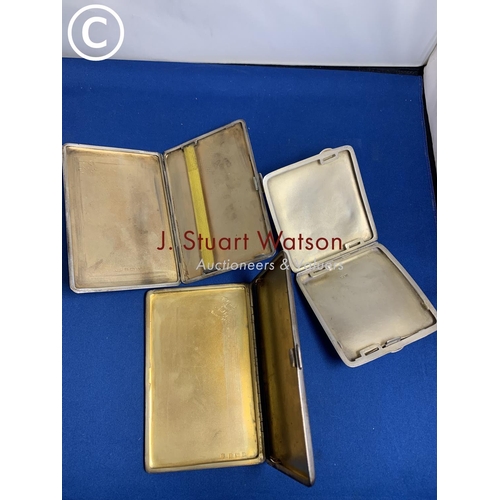 833 - Three Hallmarked Silver cigarette cases, total weight 14.84 ozt