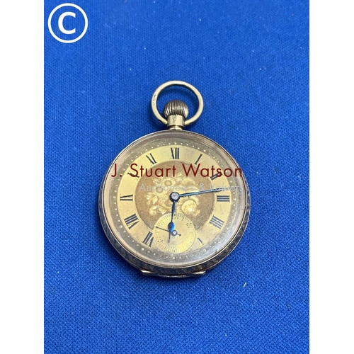 846 - 18ct Gold cased Swiss made Fob Watch both leaves and case English Hallmarked, running, gross weight ... 