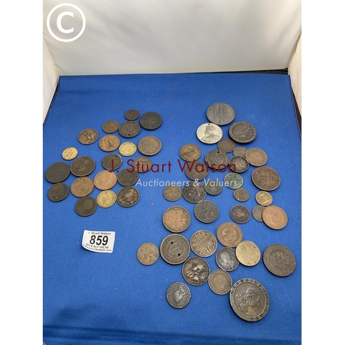 859 - Collection of GB copper coins and medallions