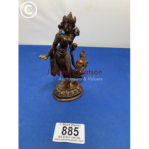 885 - Small gilt bronze goddess figure