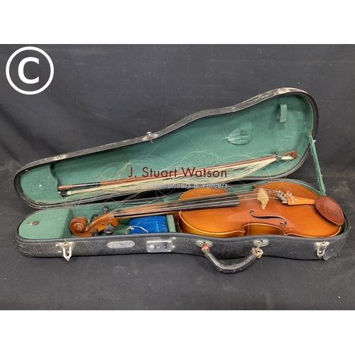 912 - Cased Chinese Viola and bow