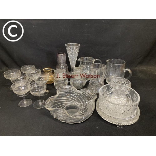 920 - Cut and etched glass ware and glasses, see second photo (3)