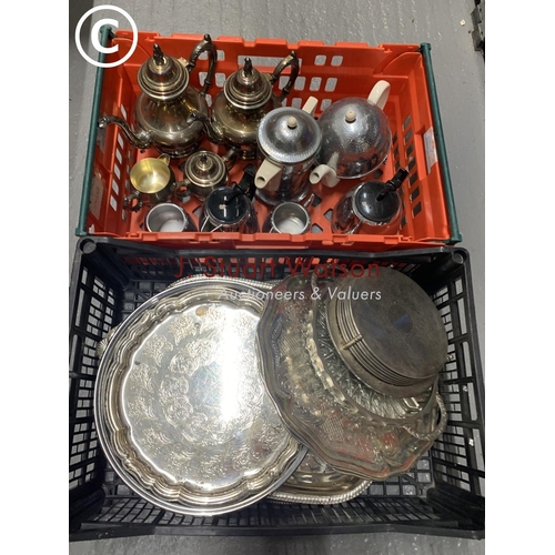 991 - Two trays plated ware