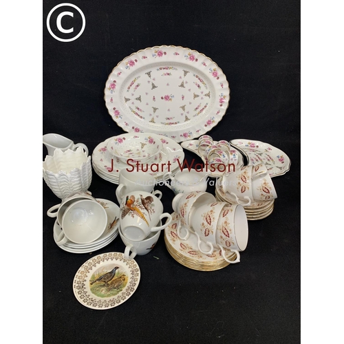 993 - Spode platter and two side plates, part teaware and china