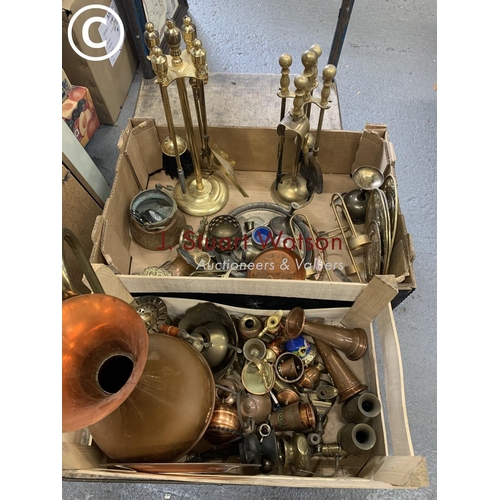 995 - Two trays brass and copper ware