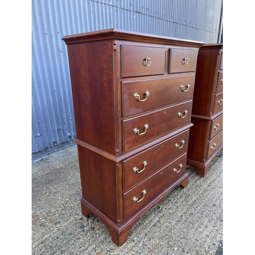 134 - A hardwood tallboy chest of drawers stamped MADE IN USA 95x40x146