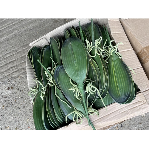 145 - Six boxes of 24 green orchid leaf