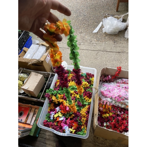 154 - Two large boxes of floral decorations / head dress