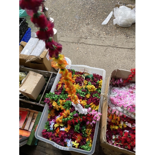 154 - Two large boxes of floral decorations / head dress