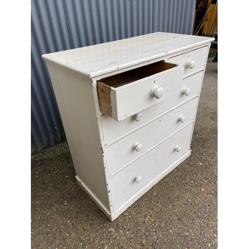 183 - A vintage painted pine chest of five drawers