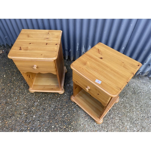 2 - A pair of solid pine single drawer bedsides