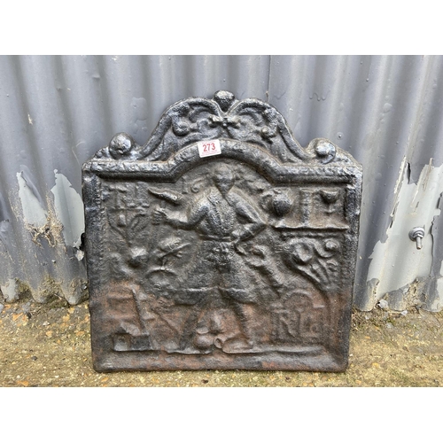 273 - A cast iron fire back 50x55