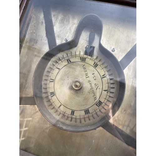 291 - An unusual square cased longcase clock by WHITEHUFT DERBY with rectangular weight and pendulum