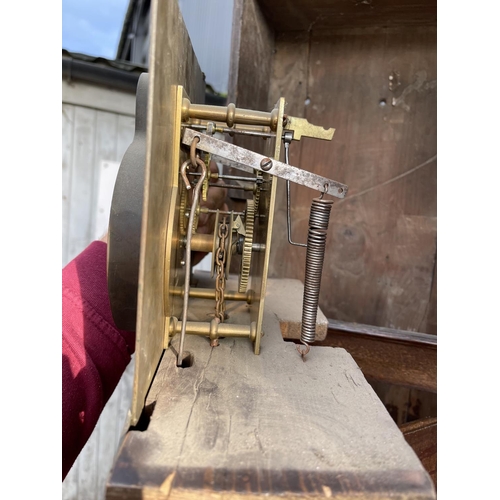 291 - An unusual square cased longcase clock by WHITEHUFT DERBY with rectangular weight and pendulum