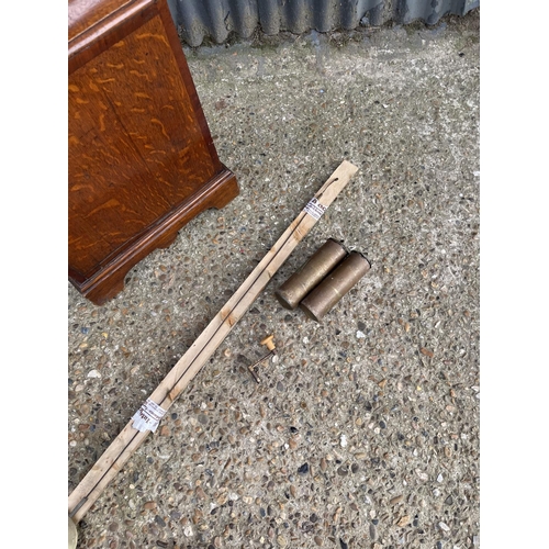 293 - An oak cased long case clock with brass dial