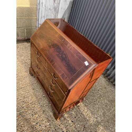 294 - A victorian mahogany bureau bookcase, glazed top with three adjustable shelves over bureau with fitt... 