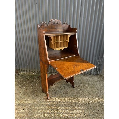 295 - A Victorian mahogany students bureau with heart shaped decoration to front