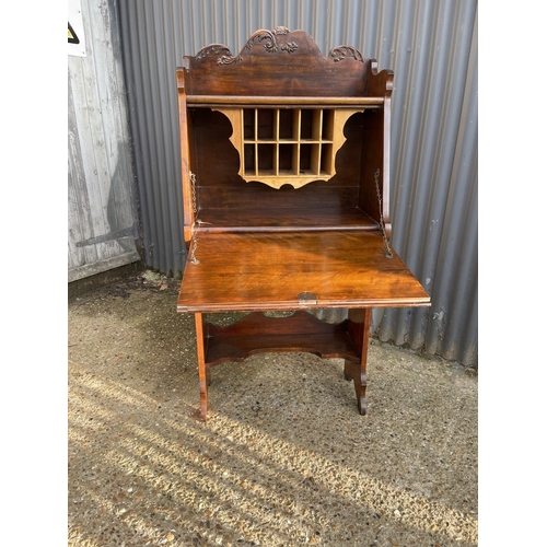 295 - A Victorian mahogany students bureau with heart shaped decoration to front