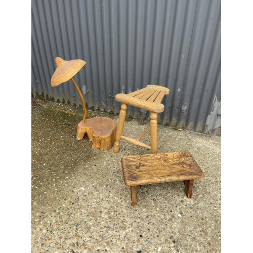 30 - Two stools and a wooden ornament