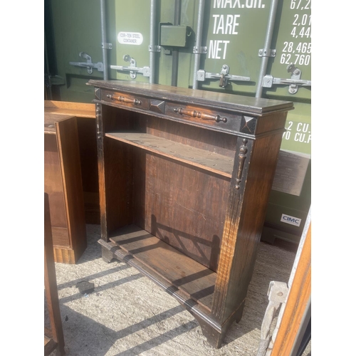 390 - Three oak bookcases and an oak hallstand