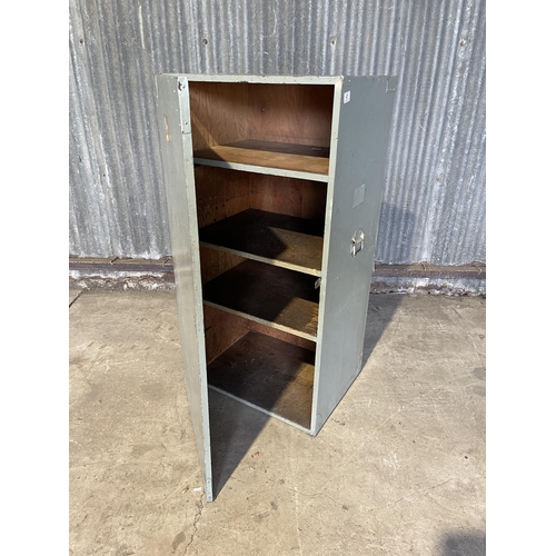 41 - A vintage wooden locker cupboard with shelves to the interior 62x49x140