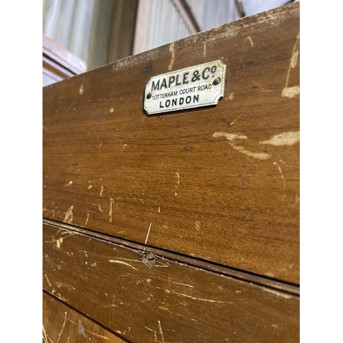 45 - A large three section compactum wardrobe labelled MAPLE & Co with linen press drawer section and mir... 