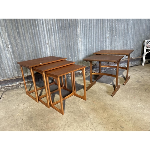 52 - A teak nest of three together with a gplan nest of two tables