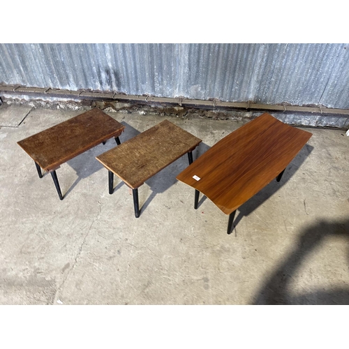 55 - A retro coffee table and two other side tables