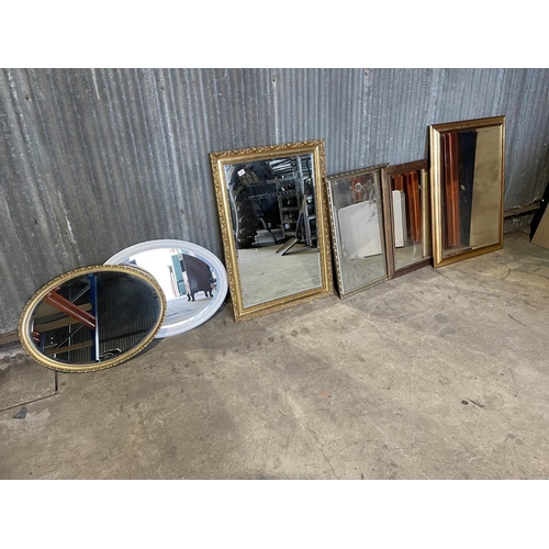 59 - Four large rectangular mirrors and two oval mirrors