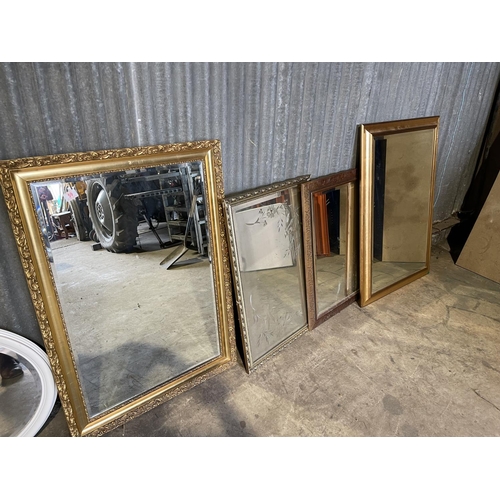 59 - Four large rectangular mirrors and two oval mirrors