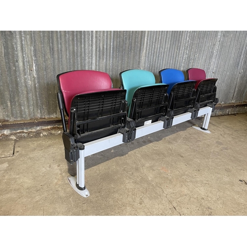 61 - A row of four fold up waiting room bench seating 200cm