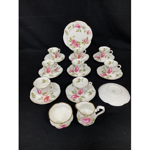 543 - Shelly Rambler Rose coffee cups and saucers and cake plate and Royal Albert American Beauty Jug and ... 