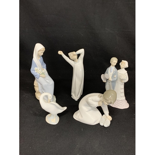 628 - 5 Lladro figures, tallest 24cms, no damage