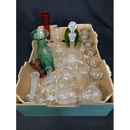 644 - Tray of Decanters and glasses