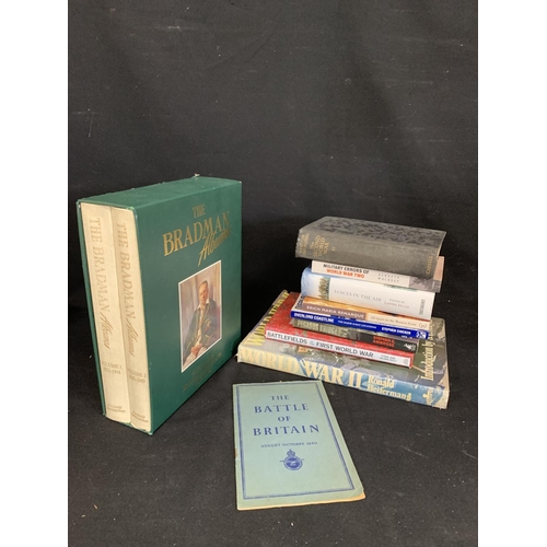 713 - Military books and Slip case of The Bradman Albums