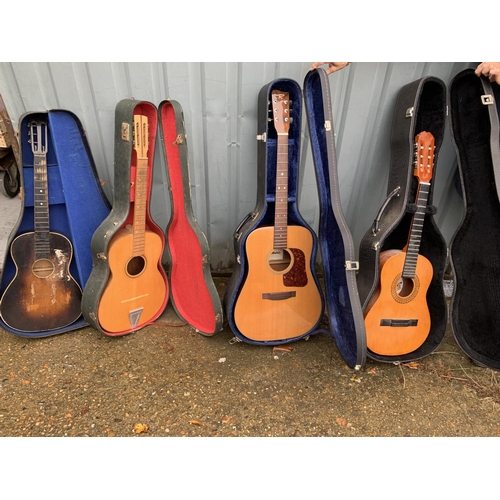 728 - 4 acoustic guitars a/f all in hard cases