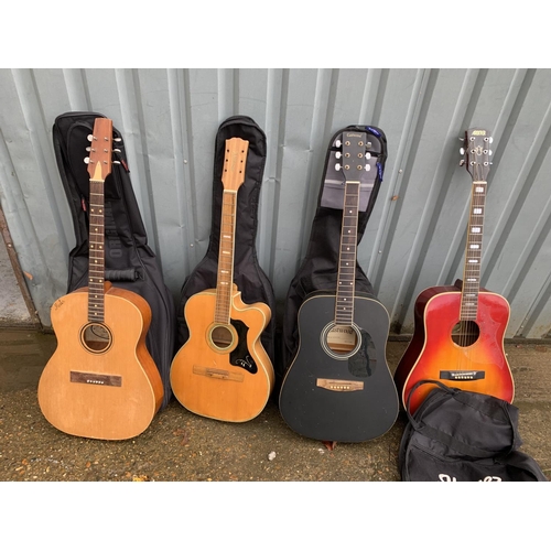 730 - 4 acoustic guitars a/f, in soft cases