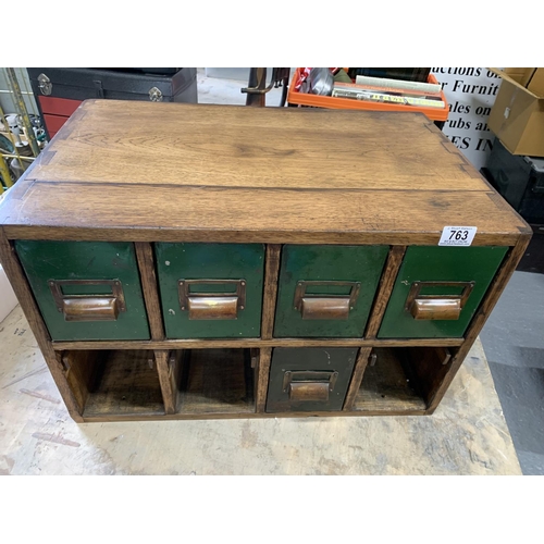 763 - Oak nest of drawers, 59 x 38 x 37cms