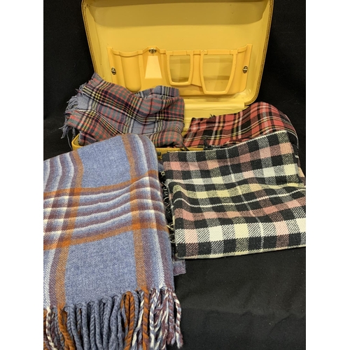 911 - Case and 4 tartan travel rugs