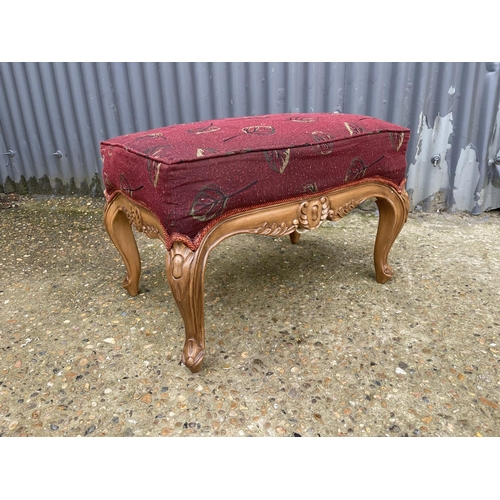 113 - French style footstool upholstered in red