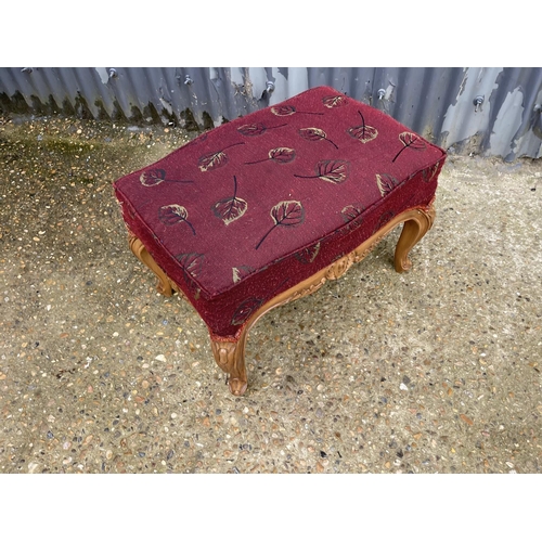 113 - French style footstool upholstered in red