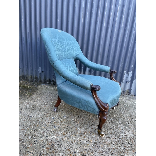 133 - A blue upholstered victorian salon chair