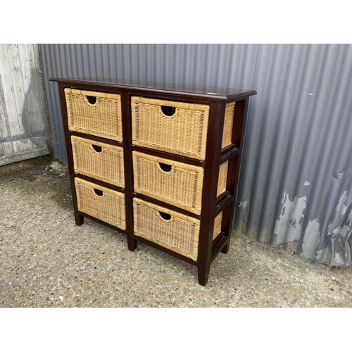 154 - A modern bank of six basket drawers